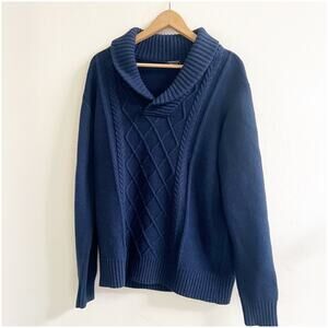 Coofandy Men’s Cable Knit Shawl Collar Sweater Chunky Size Medium Preppy Money